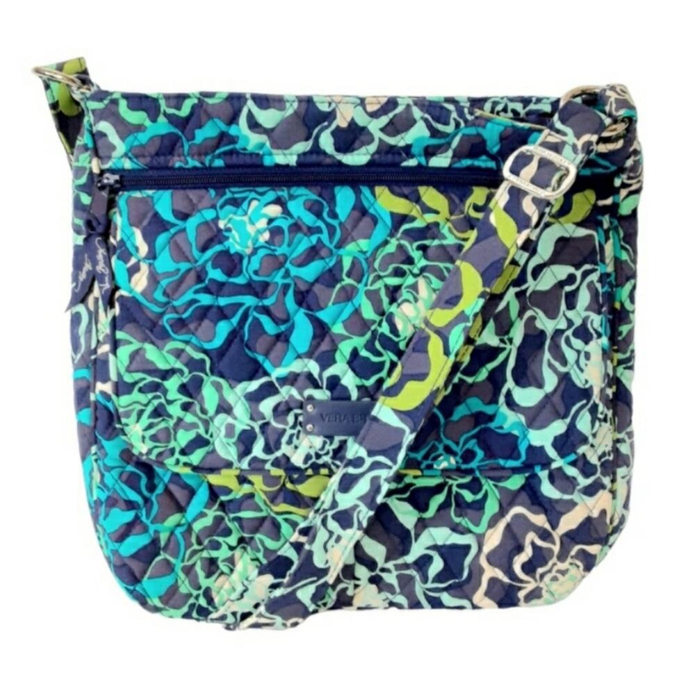 Vera Bradley Double Zip Mailbag Crossbody Katalina Blues Floral Hipster Handbag